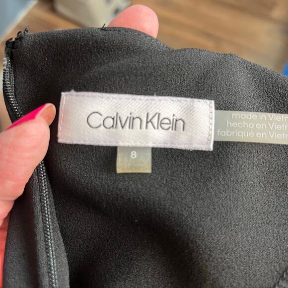 Calvin Klein Black Career Knit Dress Sz 8 Gold Hardware Business Academia Date - Picture 6 of 6